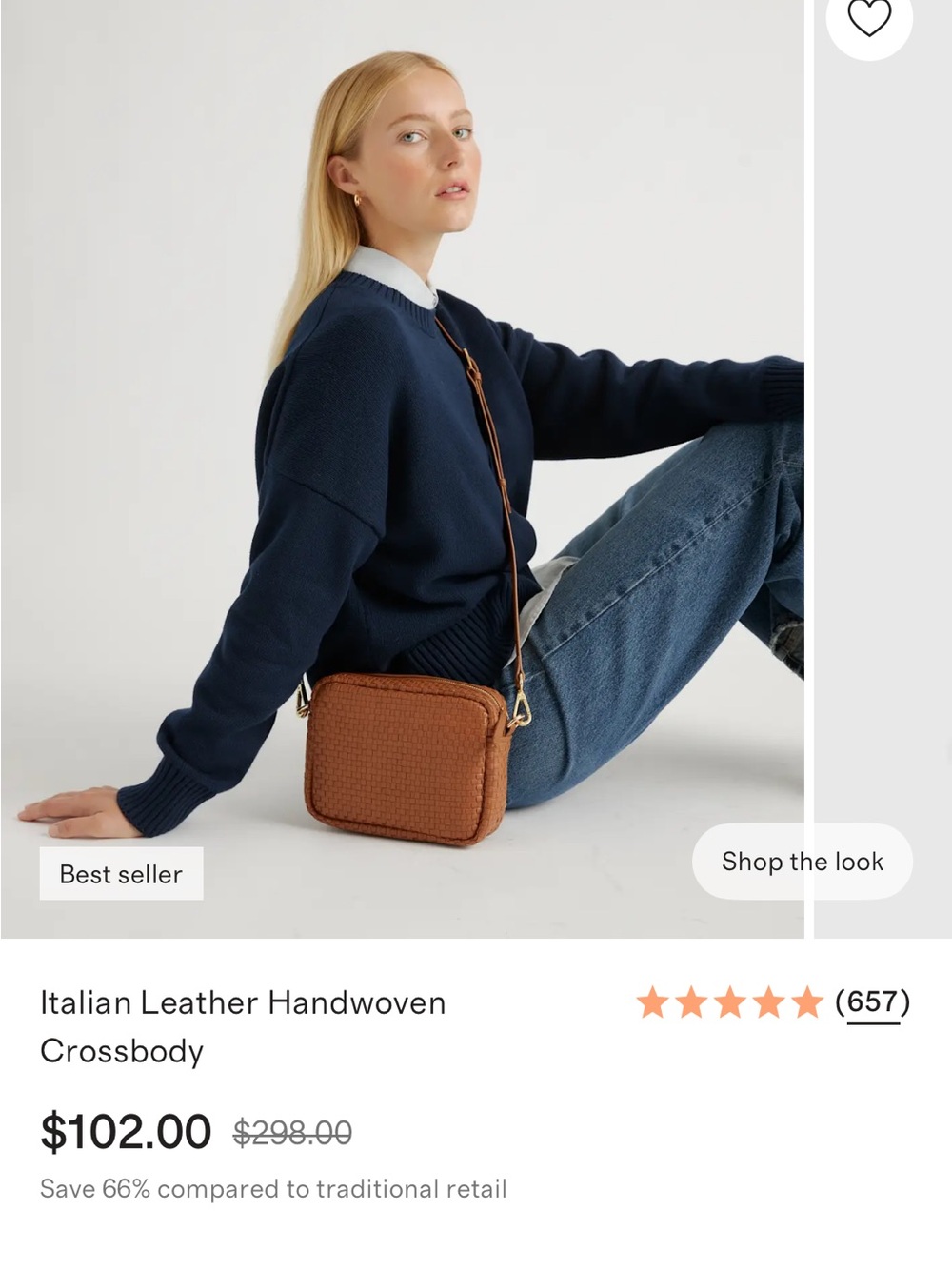 Quince Italian Leather Handwoven Crossbody - Picture 9 of 14